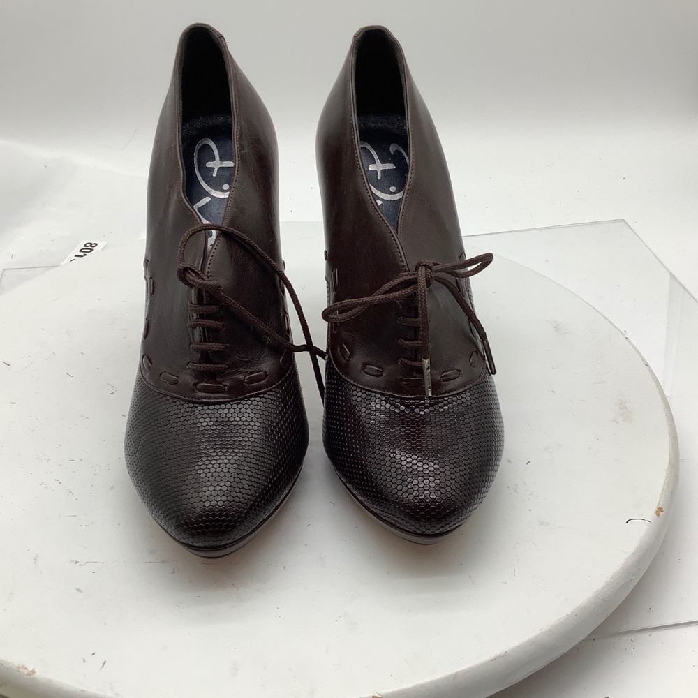 Dione Brown Leather Lace Up Oxford Platform Stiletto Heels Womens 7.5 MEX 4.5 38